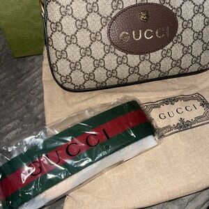 Gucci Beige and Brown Monogram Crossbody Bag